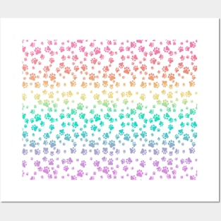 Paw Prints Pastel Rainbow Graphic Design Posters and Art